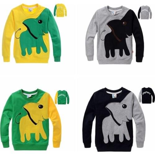 Boys Pullover Sweater Cartoon Elephant Print Costume Autumn Winter Long Sleeved Kids Clothing Cotton Skin-Friendly Casual