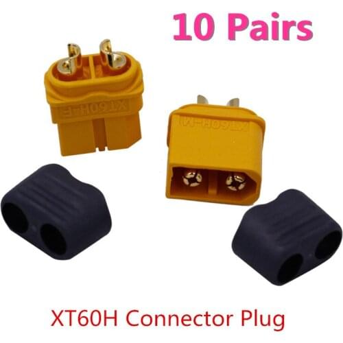 Amass 10 Pairs XT60H Connector Plug Upgraded of With Sheath Female & Male Heat Shrink Gold Plated For RC Parts