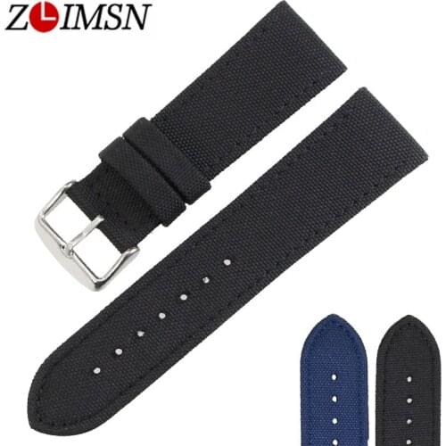 ZLIMSN New Nylon Watches Strap Mens Womens Sport Watch band 22mm Black Straps 18mm 20mm 24mm Watchvands Wrist Alloy Pin Buckle