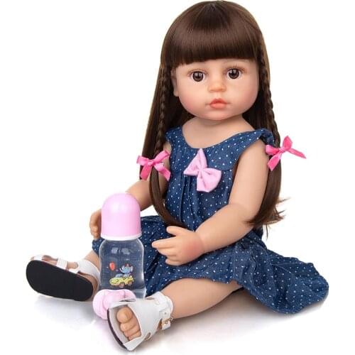 New Arrival 55 cm Silicone Full Body Reborn Baby Doll Fashion Dress Up Doll Cute Bebe Reborn Menina For Childrens Day Gifts