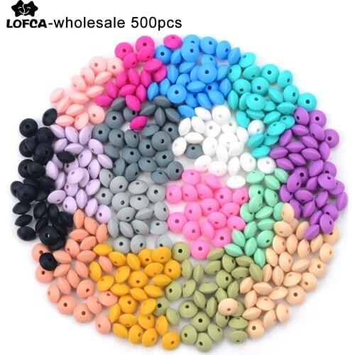 Wholesale 500pcs/lot Lentil Beads Silicone BPA Free 12mm & 15mm Silicone Jewelry Teething DIY Necklace Pacifier Chain Accessory