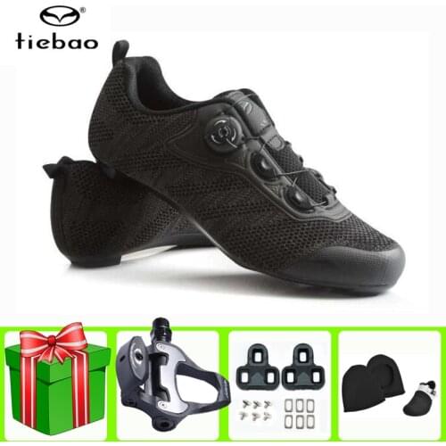 Tiebao Road Cycling Shoes Add Pedal Set Men Sneakers Professional Racing Bicycle Self-locking Outdoor Athletic Bike Bicicleta