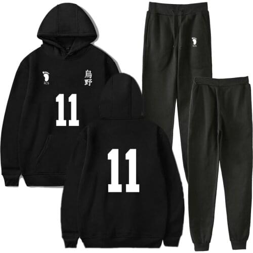 Haikyuu Hoodie Pants Set anime plus size Pullover Sweatpants Haikyu hooded sweatshirt trousers Sportswear Tracksuit boys clothes