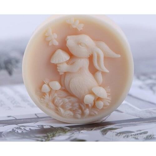 Cake Fondant Decoration Mushroom Bunny Shape Silicone Soap Mold Form Scented Candle Mould Handmade Soap Making DIY Ice Engraving