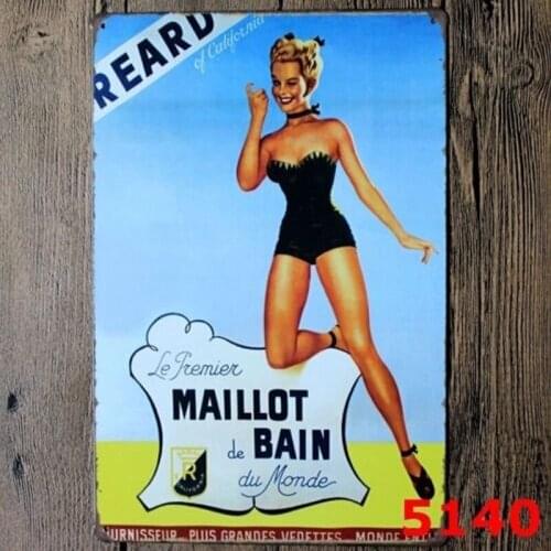 Maillot De Bain Poster Vintage Metal Tin Signs Home Pub Bar Wall Decor