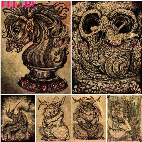 Witchcraft World of Witches Wall Art Canvas Painting Beast With A Human Poster Face Wall Painting For Living Room Decor Unframed