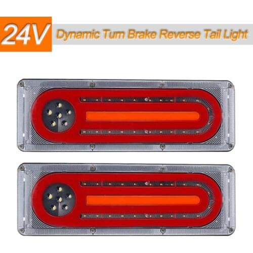 Pair 24V Car Truck Tail Light Dynamic LED Turn Signal Rear Brake Lights Reverse Signal Lamp Trailer Lorry Bus Camper Van