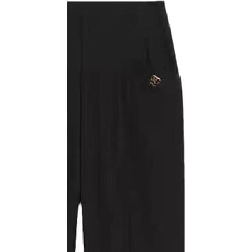 2021 Early Autumn New Womens Button High-waist Cuffed Wool Blend Tapered Pants