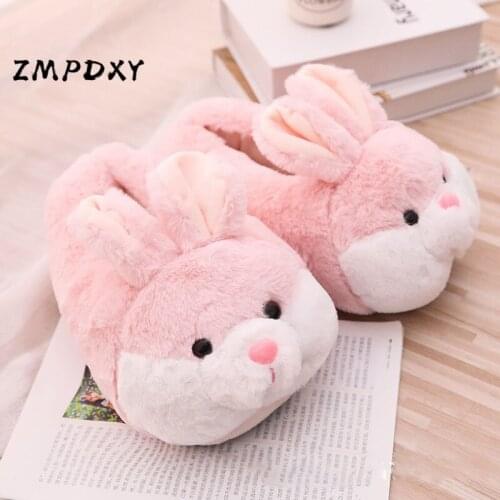 Womens Winter House Cotton Shoes Cute Ladies Cartoon Animal Plush Slippers Indoor Warm Fuzzy Slides Unisex Female Flip Flops