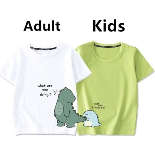 1pc Fashion Daddy Mama Dinosaur Print Family Matching Outfits Mother Father Baby Matching T-shirt Short Sleeve Family Clothes