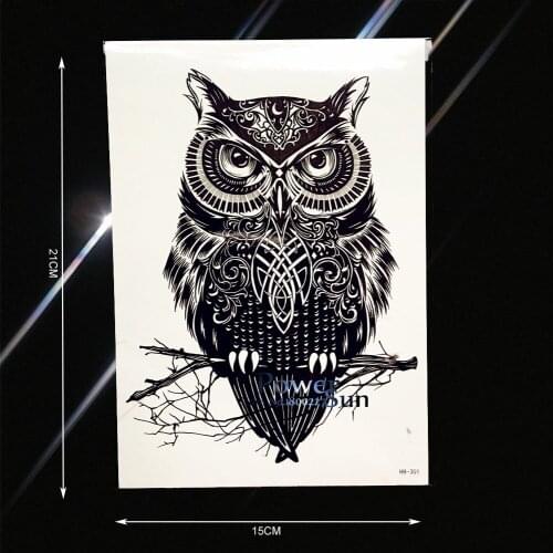 1PC Large Owl Branch Bird Temporary Tattoo Sticker Waterproof Men Women Body Leg Art Arm Tattoo Sleeve Stickers Onderarm PHB-301