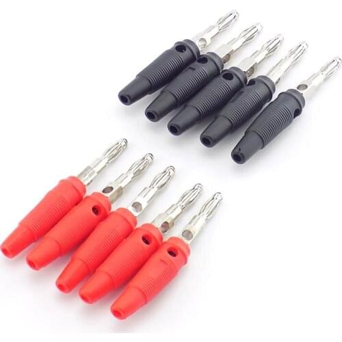 10pcs 4pcs 4mm Banana Plugs Connector Solderless video Musical Speaker Stackable Cable Wire Pin Banana Plug Connectors Red Black