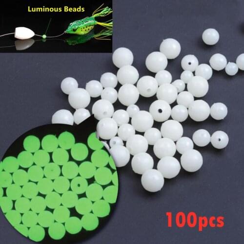 100pcs/lot Fish Eye Fishing Beads 6mm 8mm Luminous Beads Carolina Rigs Taxes Rigs Fishing Beads DIY Kit Bass Fishing Tackle