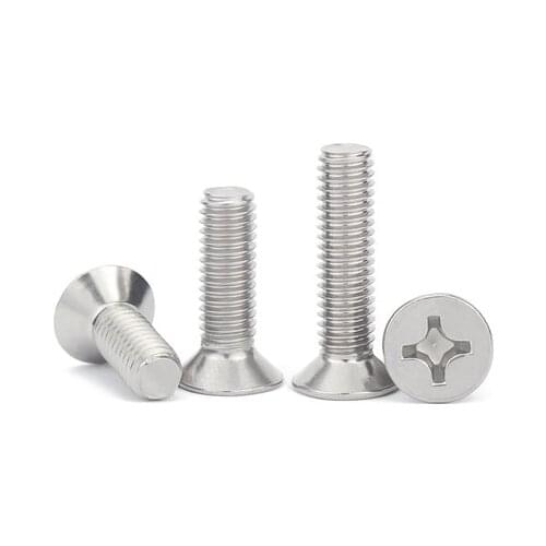 2pcs M6 M5 Pillips countersunk reverse teeth screws cross flat head screw left thread bolts stainless steel bolt 10mm-25mm long