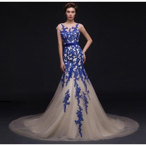 2021 indian saree Formal evening party robe mariee courte long sexy blue lace appliques kate middleton Bespoke Wedding Dresses