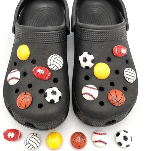 2021 Fashion 3D Simulation Basketball Football Resin Shoe Buckle JIBZ Charms Kids Shoe Accessories For Men Croc Shoe Decoration