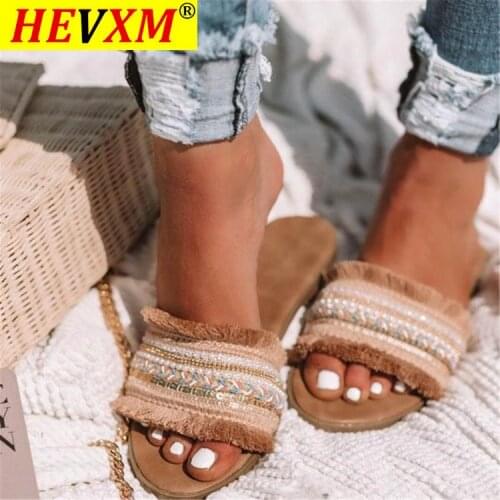 2021 Plus Size 42 43 Summer Women Slippers Rome Style Outside Beach Shoes Flat with Weaving Slides Mules Shoes Women Sandals