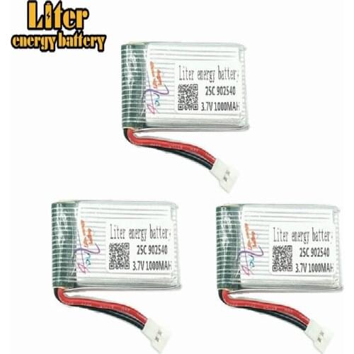 3pcs 3.7V 1000mAh 25C Drone Li-polymer Battery 902540 For RC SYMA X5C X5SC X5SW X5HC Quadcopter Aircraft TOY