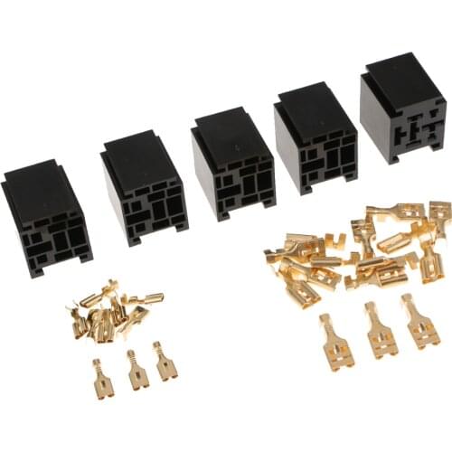 5Pcs 80A 5 Pin Relay Holder Socket with Loose Terminals Car Alarm Control Car Accessories