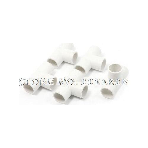 5pcs White PVC Water Pipe Tee Adapter Connectors Fittings 20mm Dia