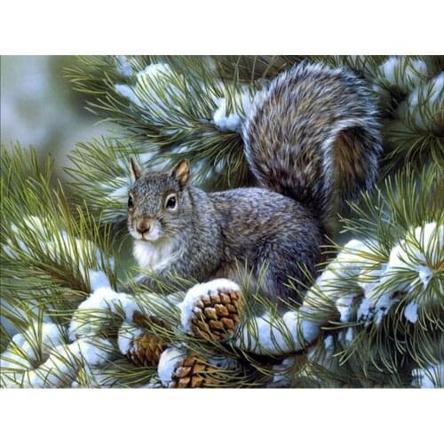 5D Diamond Painting Animals Squirrel Diamond Embroidery Full Square Diamond Mosaic Cross Stitch Landscape Home Decor