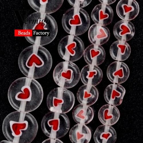 6/8/10mm White Millefiori Glass Heart Beads for Jewelry Making Lampwork Round Crafts Beads Diy Bracelet Jewellery Accessories