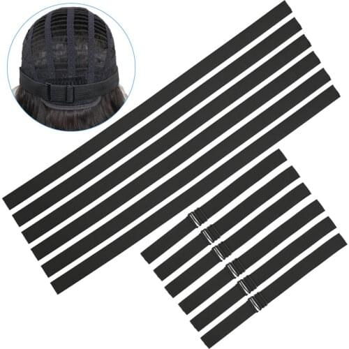 6pcs Elastic Bands for Hair Wigs Edges Sof End Elasticand 6pcs Adjustable Elastic Band for Wigs with Hooks 1 Inch Width Black