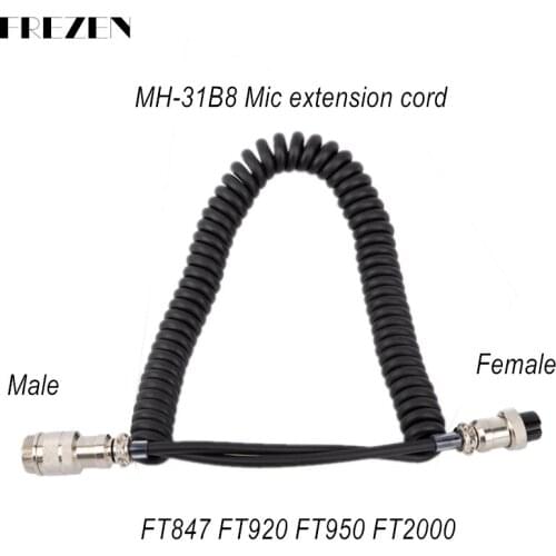 8-pin Microphone Converter Adapter Cable Hand Mic Extension Cords Male to Female For Yaesu FT847 FT920 FT950 2000 FT1000 MH-31B8