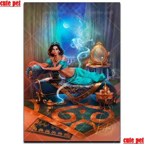 Diamond embroidery Aladdin fairy tale woman Full square drill diy Rhinestone painting cross stitch diamond painting mosaic decor