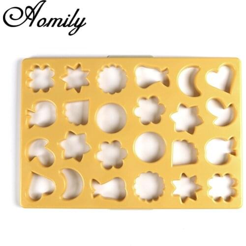 Aomily 24 Holes Multi-shaped Cake Molds Cookie Cutter Baking Pastry Chocolate Candy Jelly Cake Mould Kitchen Baking Stamper Mold