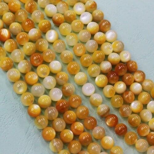 Natural Australian Yellow Shell Round Beads 4-10mm Shell Pearls Beads Spacer Beads Jewelry Making DIY Bracelet Earrings Necklace
