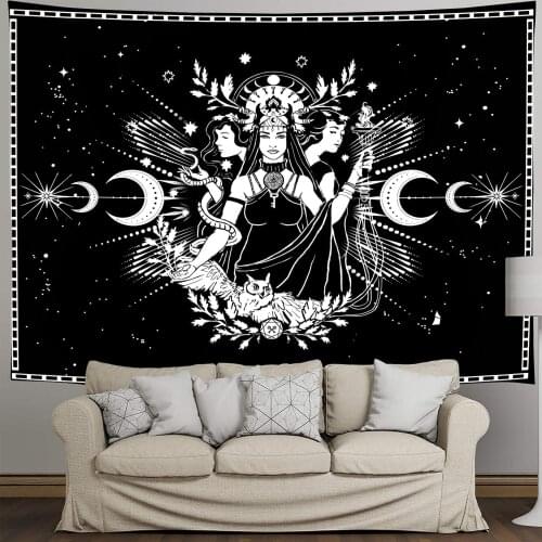 Black and white lady pattern Tapestry Wall Hanging Dorm Decor Art Wall Tapestry Hippie Wall Carpet Psychedelic Tapestry 95x73cm