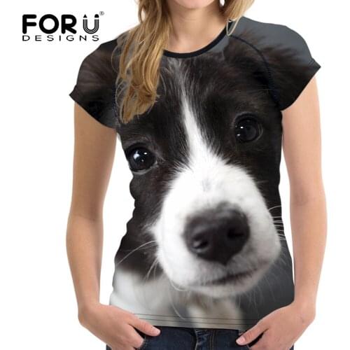 FORUDESIGNS 3D Shepherd Animal T Shirt Women Casual T-shirt Summer Short Sleeved Woman Crop Tops Brand Clothing Feminine Shirts