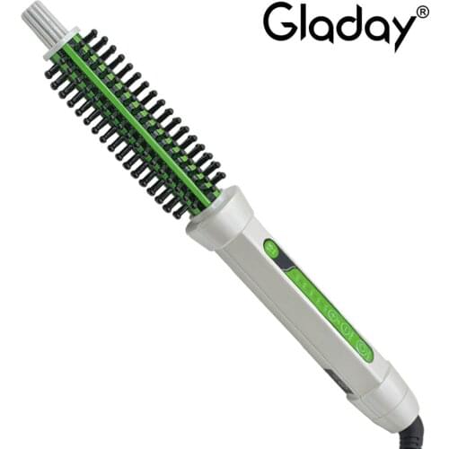 Gladay 3 In 1 Ceramic Hair comb Curler Roller Round Large Roller Waver Hot sale electric Hair brush Hair Straightener Brush