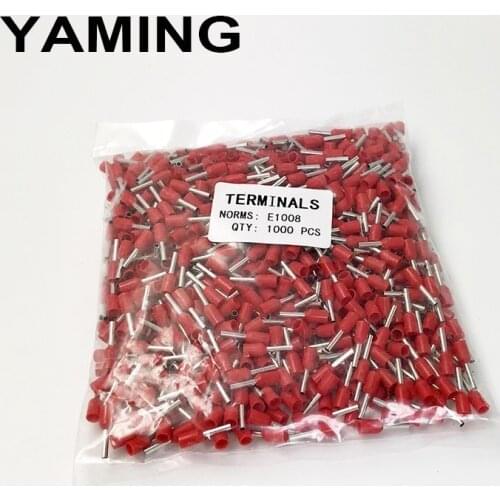 1mm2 E1008 Cable Wire 8mm Tube insulating terminals Connector Insulating Crimp Insulated Terminal 1000PCS/Pack