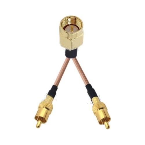 SMA Male to 2 RCA Male Connector RF Pigtail Y Extension Jumper Cable RG316