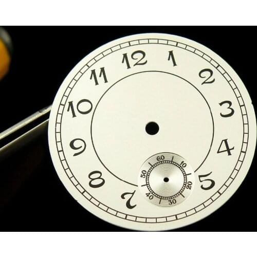 Classic 38.9MM White Sterile Dial Black Arabic Numerals Marks Watch Dial Fit For ETA 6498 Hand Winding Movement D2