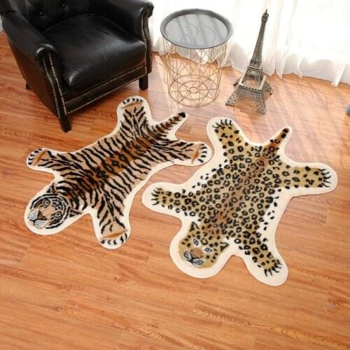 Faux Fur Rug Leopard Tiger Pattern Living Room NonSlip Antiskid Mat Chic Animal Print Carpet 80X105CM