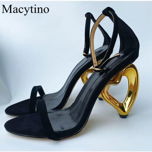 Summer new ladies high-heeled sandals with heart-shaped heel decoration high-heeled sandals fashion party high-heeled shoes