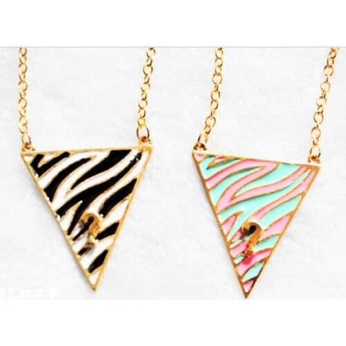 Fashion style Question Mark Triangle Wild Zebra Stripes Drip Long Necklaces Pendants Accessories Jewelry