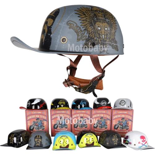 Black Adult Open Face Half Helmet High Quality Moto Vintage Motorcycle Motorbike Retro Riding Crash Scooter Cruiser Chopper