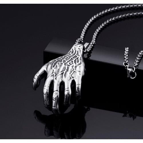 Titanium steel domineering personality mens ghost hand pendant casting Nightclub fashion imitation hand jewelry