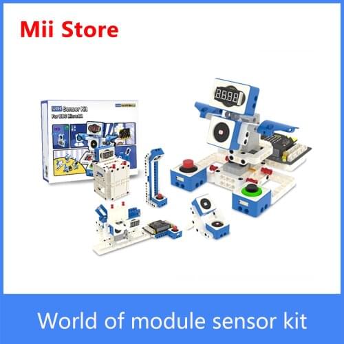 Yahboom World of Module Programmable sensor Kit with 20+ building block models compatible with LE GO for Micro:bit V2/V1.5 board