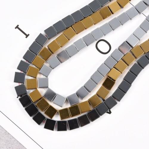 Natural Stone Hematite Square Loose Spacer Beads for Jewelry Making Diy Necklace 8mm