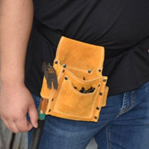 High Quality Cowhide Wearable Waist Pack Electric Waist Tool Belt Bag Screwdriver Kit Repair Tool Holder Drill Bit Tool Storage