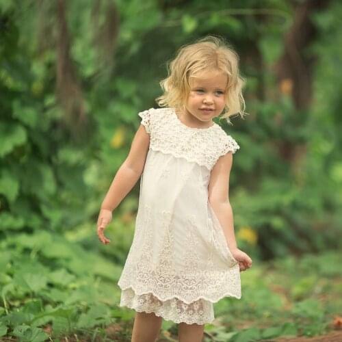 New Girls Summer Evening Dress Children Hollow Embroidered Lace Princess Baby Girl Age 3t-12 Party Dresses Kids Fashion Clothes