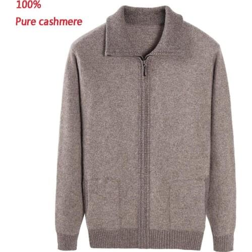 New arrival fashion Winter Thickening 100% Pure Cashmere Sweater Male Cardigan men Coat Casual high quality plus size XS-5XL