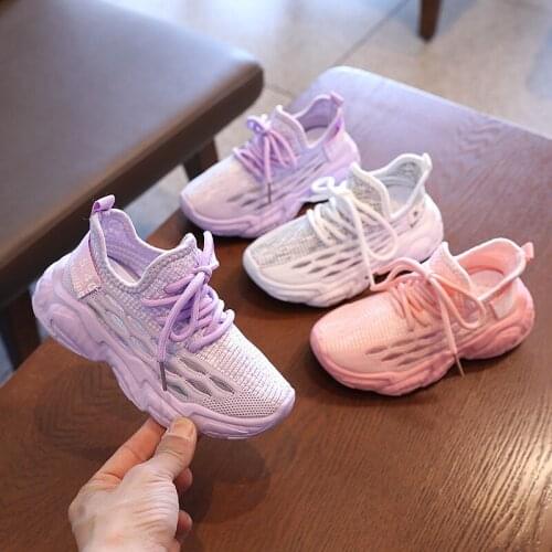 Girls' Shoes Boys' Casual Sports Sneakers 2021 Summer New Style, Large Childrens Mesh Breathable Lightweight Coconut Skate