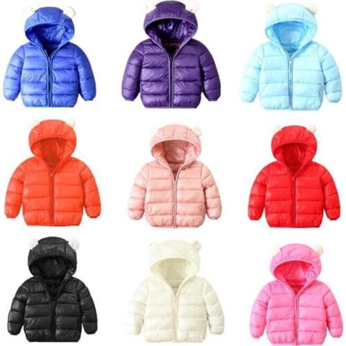Toddler Baby Boys Girls Winter Cartoon Windproof Coat Girls Warm Thick Hooded Cute Baby Ear Children Outerwear Outwear Jacket