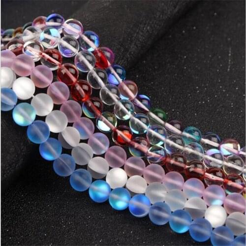 Wholesale Jewelry Making Austria Crystal Synthesis Glitter Moon Stone Soomth matte Beads For DIY Bracelet Necklace 6/8/10/12mm